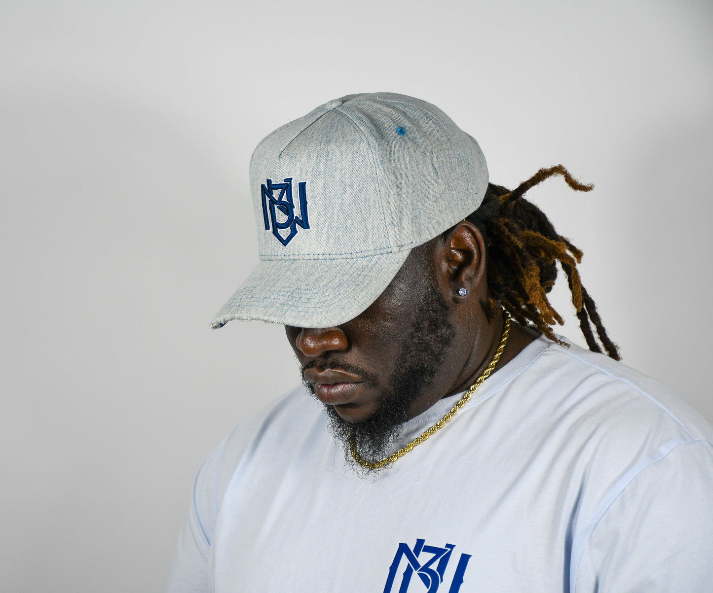 Distressed Denim Snapback – Grey/Navy | 3RUE VIZION 3rue Vizion