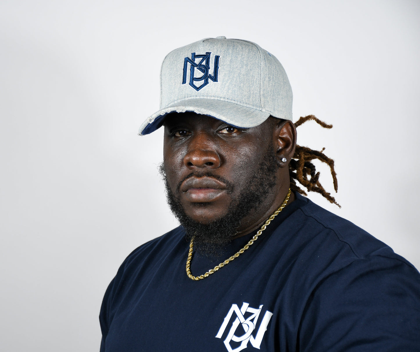 Distressed Denim Snapback – Grey/Navy | 3RUE VIZION 3rue Vizion