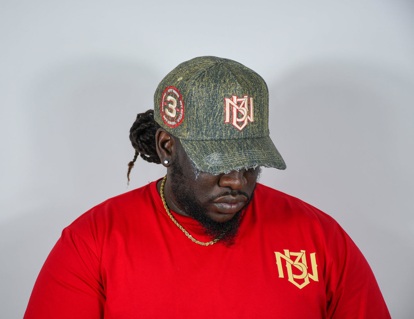 Distressed Denim Snapback – Navy/Gold | 3RUE VIZION 3rue Vizion