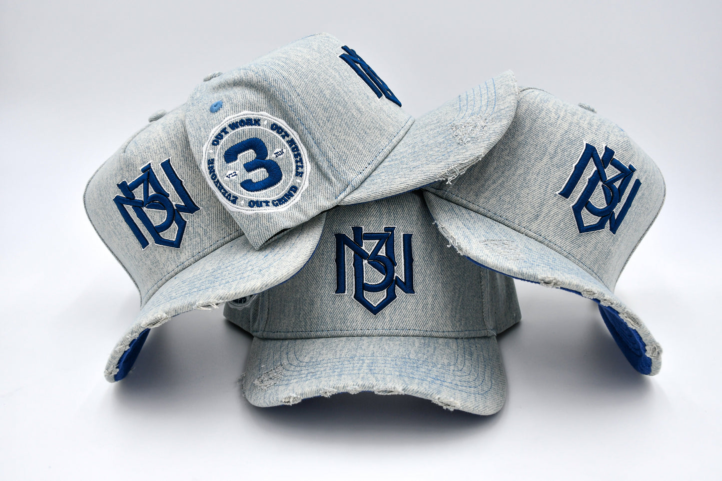 Distressed Light Denim Snapback 3rue Vizion