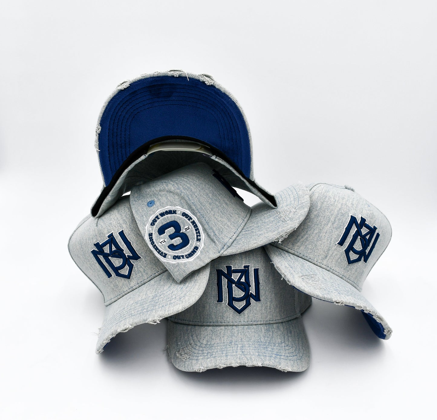 Distressed Light Denim Snapback 3rue Vizion