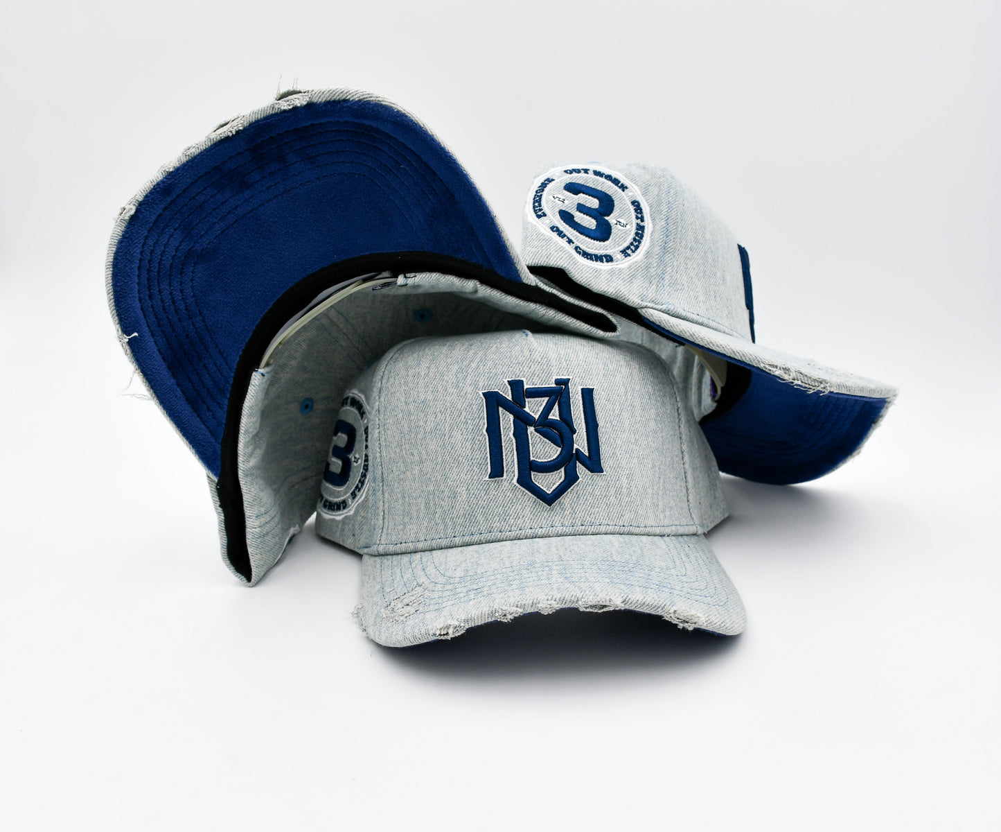 Distressed Light Denim Snapback 3rue Vizion