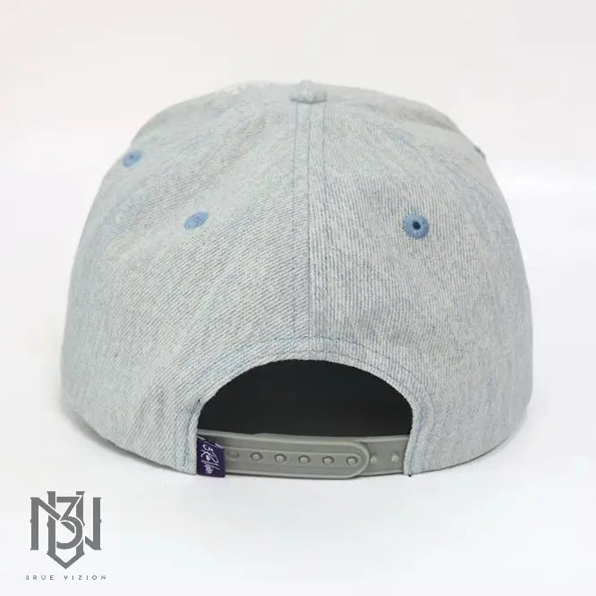 Distressed Denim Snapback – Grey/Navy | 3RUE VIZION 3rue Vizion