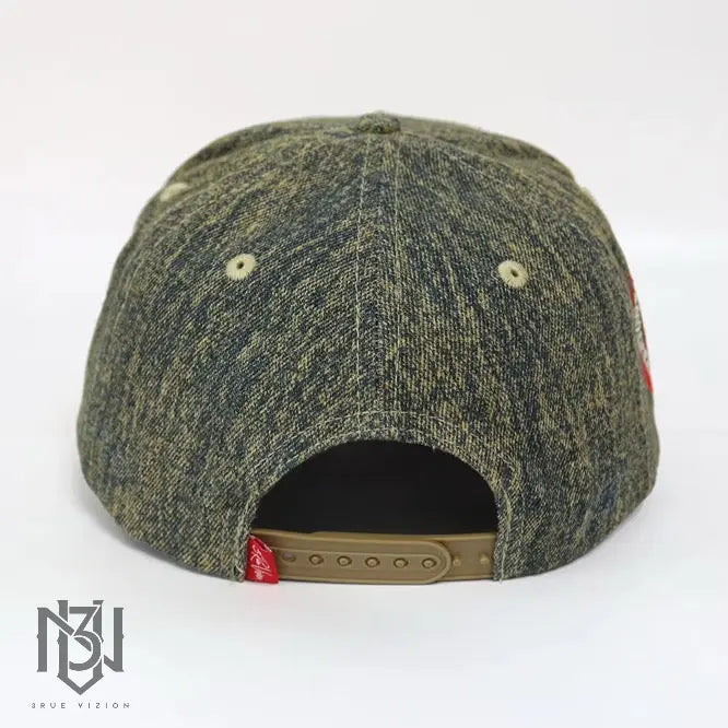 Distressed Denim Snapback – Navy/Gold | 3RUE VIZION 3rue Vizion