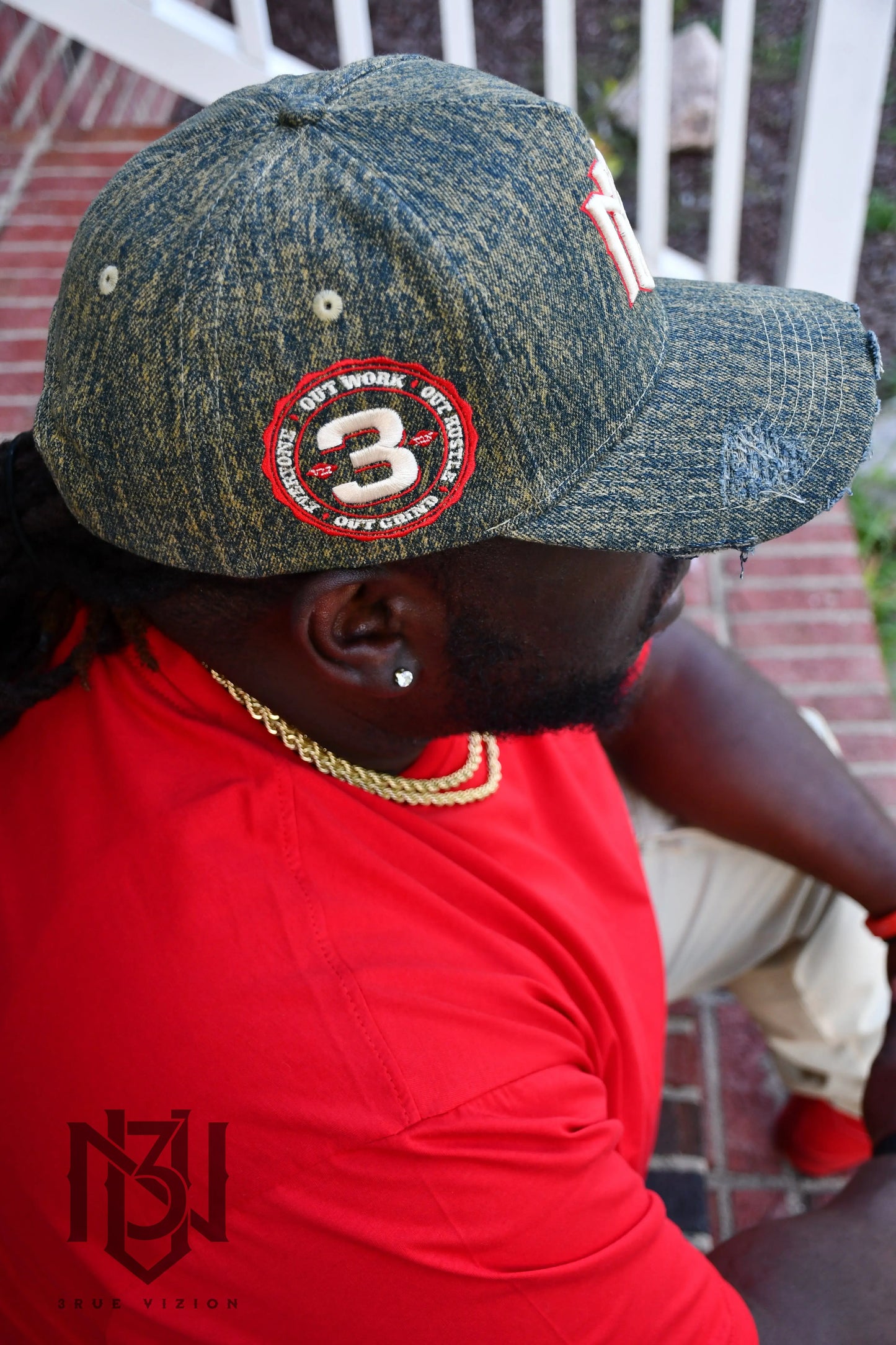 Distressed Denim Snapback – Navy/Gold | 3RUE VIZION 3rue Vizion