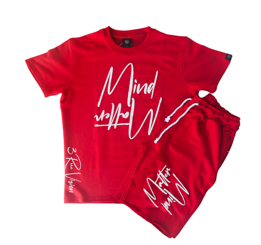 Mind Over Matter T-shirt & Shorts Set Bundle - Red 3rue Vizion