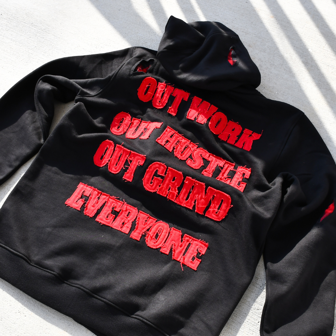 Black & Red – Out Work, Out Hustle, Out Grind, Everyone Hoodie 3rue Vizion