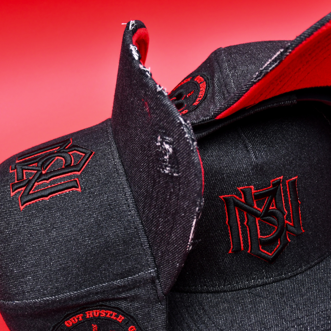 Blackout Distressed Denim Snapback 3rue Vizion