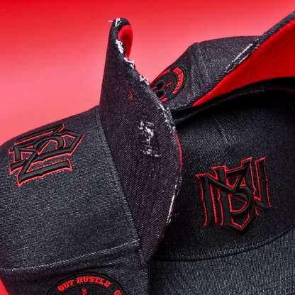 Blackout Distressed Denim Snapback 3rue Vizion