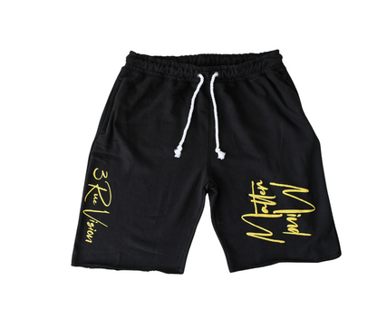 Mind Over Matter Distressed Shorts – Black/Yellow 3rue Vizion