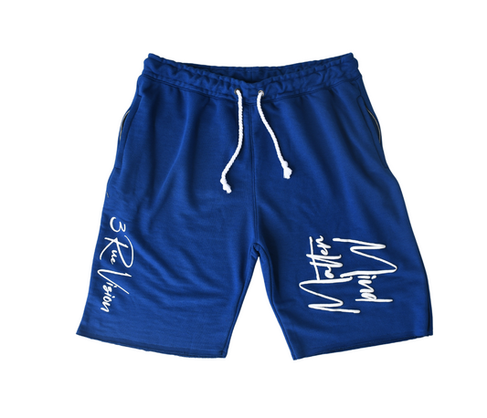 Mind Over Matter Distressed Shorts – Royal Blue/White 3rue Vizion