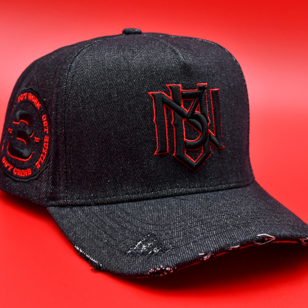 Blackout Distressed Denim Snapback 3rue Vizion
