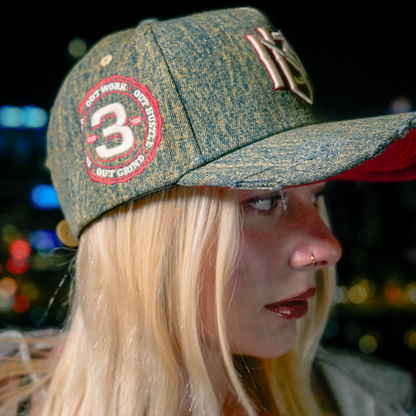 Distressed Dark Denim Snapback 3rue Vizion