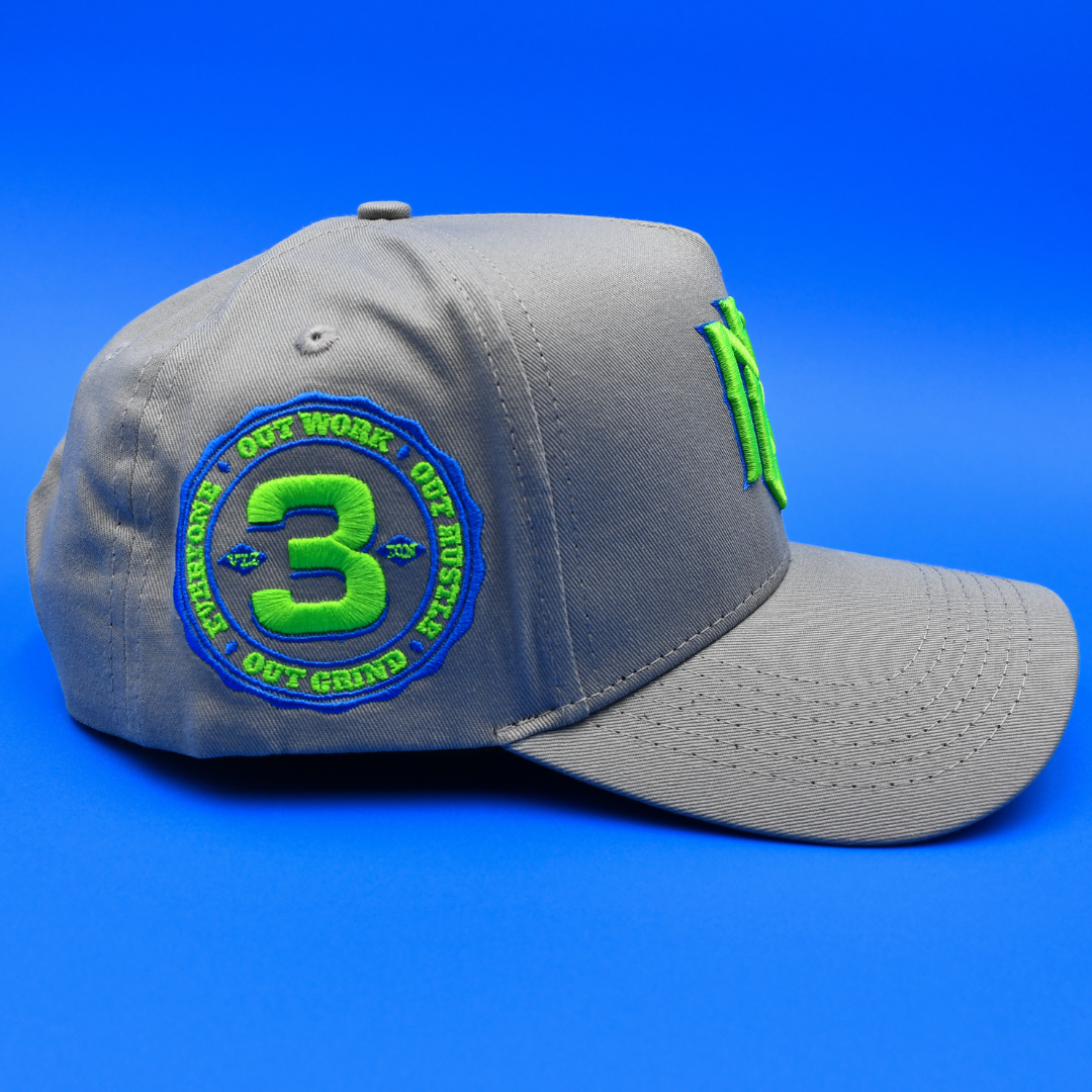 Grey | Neon Green | Royal Blue - Snapback 3rue Vizion
