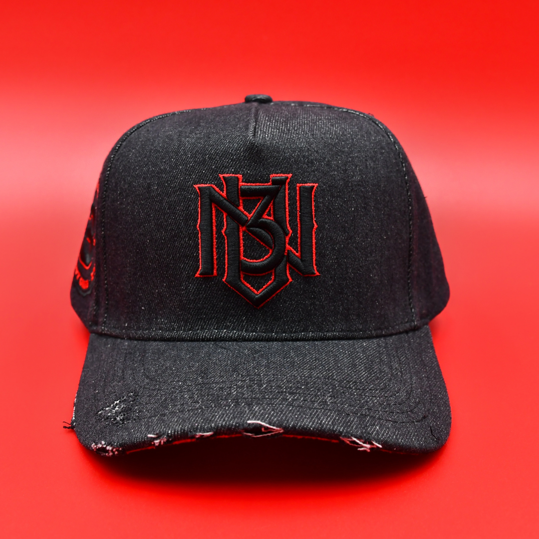 Blackout Distressed Denim Snapback 3rue Vizion