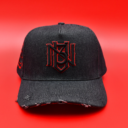 Blackout Distressed Denim Snapback 3rue Vizion