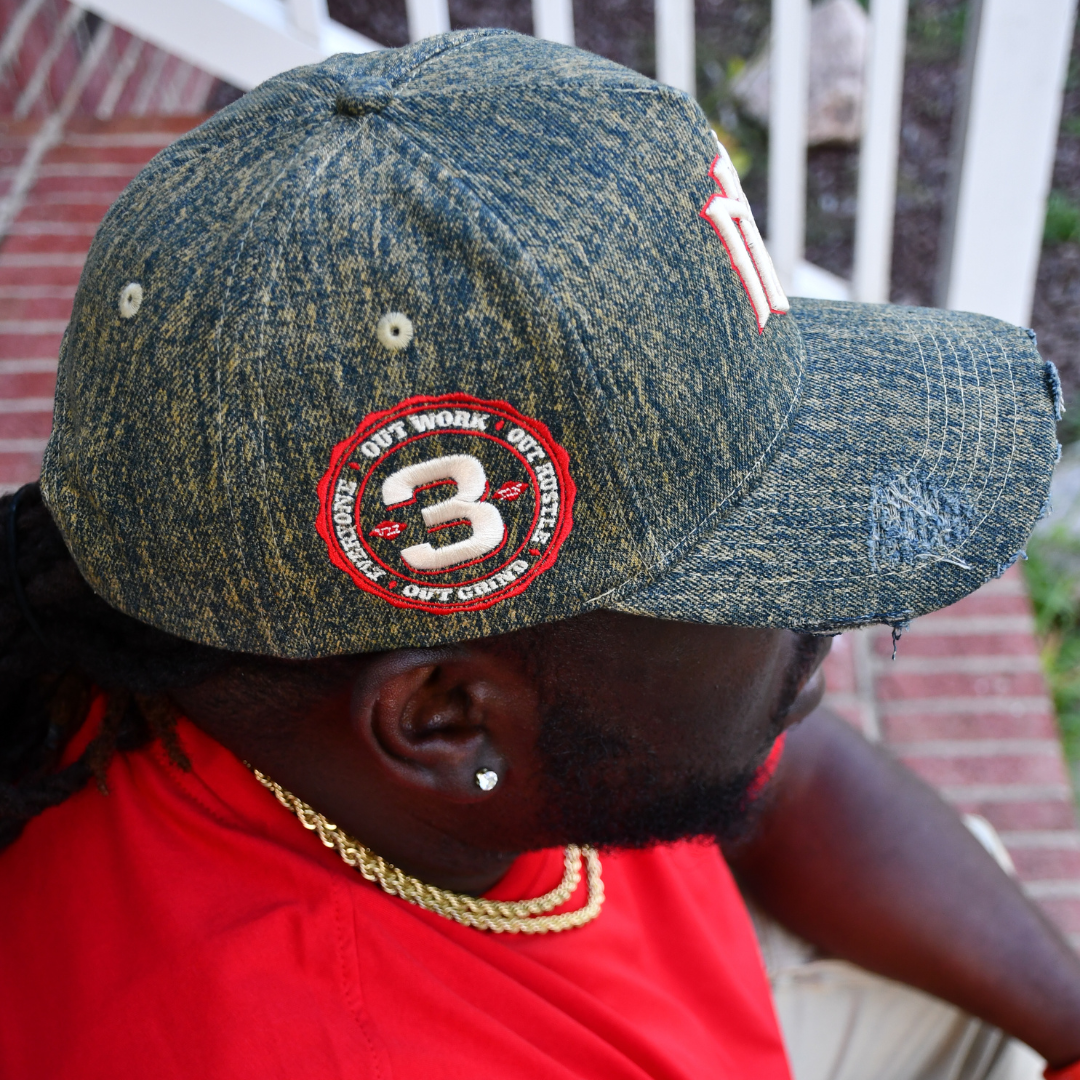 Distressed Dark Denim Snapback 3rue Vizion