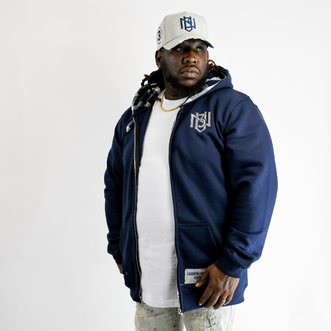 Navy Blue & Light Grey – Out Work, Out Hustle, Out Grind, Everyone Hoodie 3rue Vizion