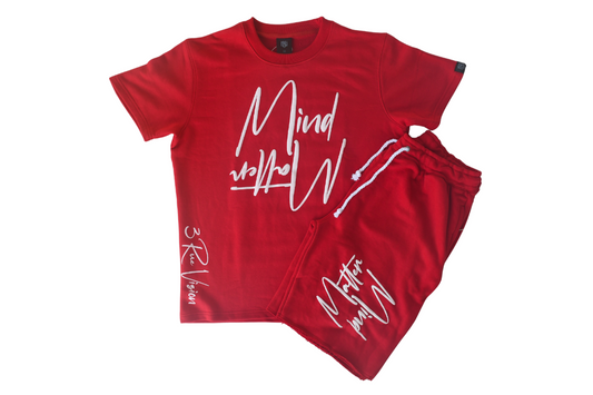 Mind Over Matter T-shirt & Shorts Set Bundle - Red 3rue Vizion