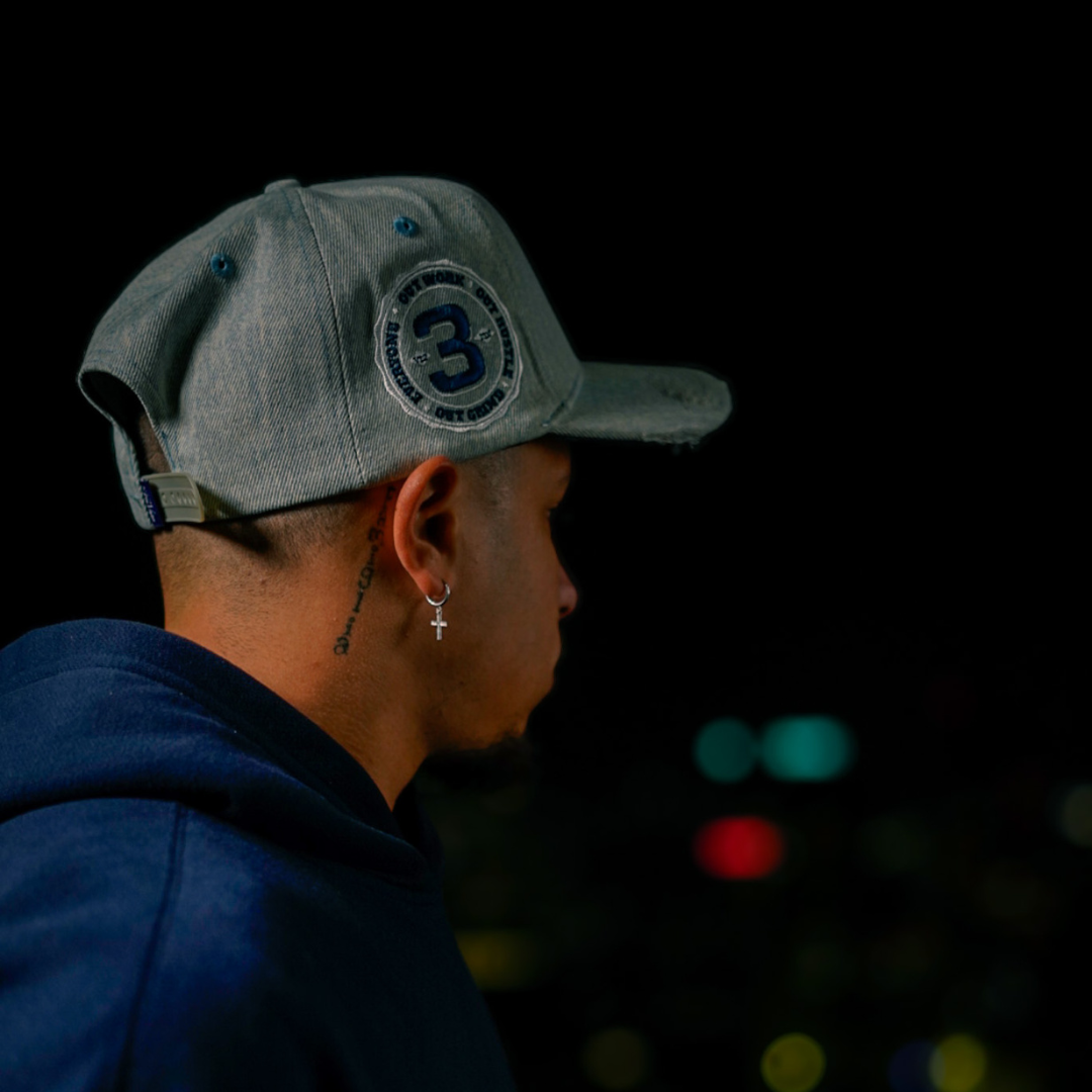 Distressed Light Denim Snapback 3rue Vizion