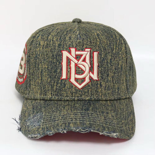 Distressed Denim Snapback – Navy/Gold | 3RUE VIZION 3rue Vizion