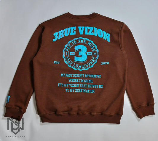 BADGE SWEATSHIRT (BROWN & CAROLINA BLUE) - 3rue Vizion