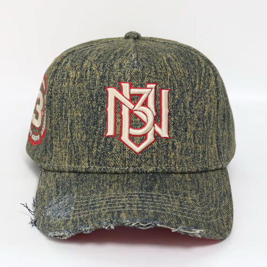 Distressed Denim Snapback – Navy/Gold | 3RUE VIZION