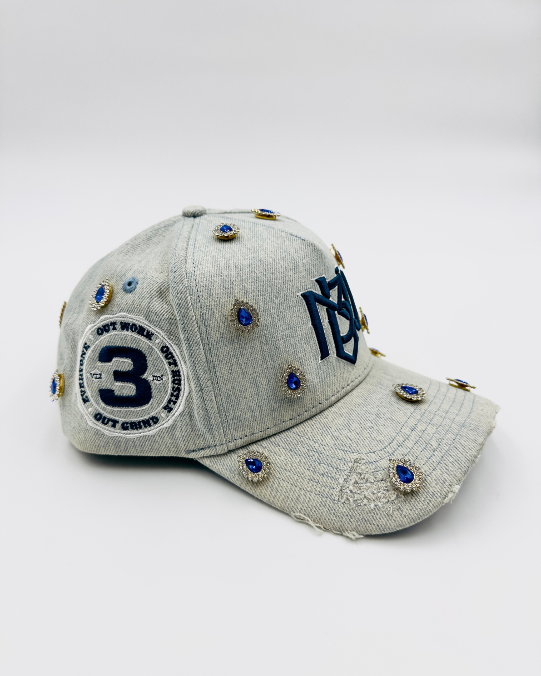 Gemstone Distressed Light Denim Snapback 3rue Vizion