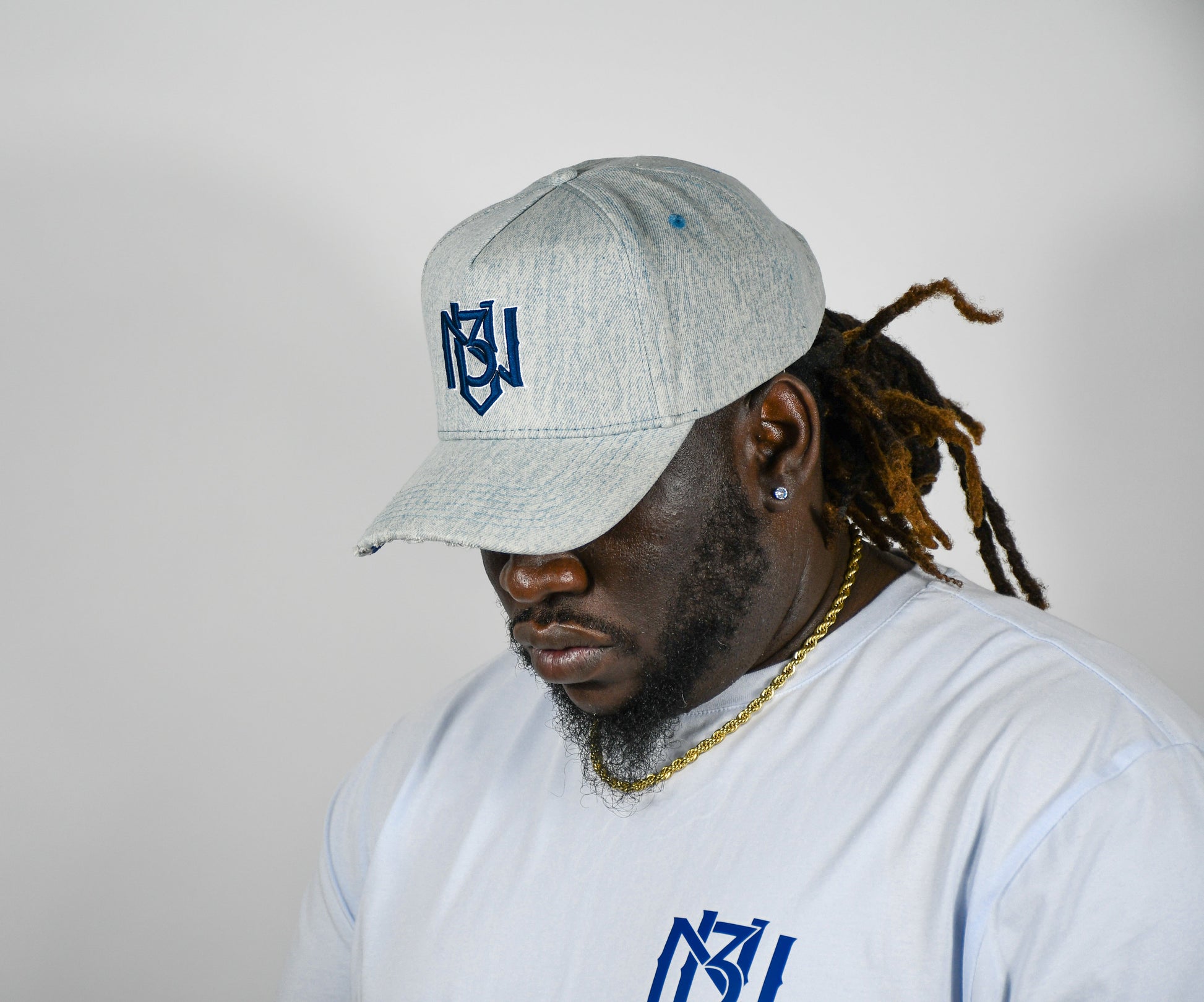Distressed Denim Snapback – Grey/Navy | 3RUE VIZION 3rue Vizion