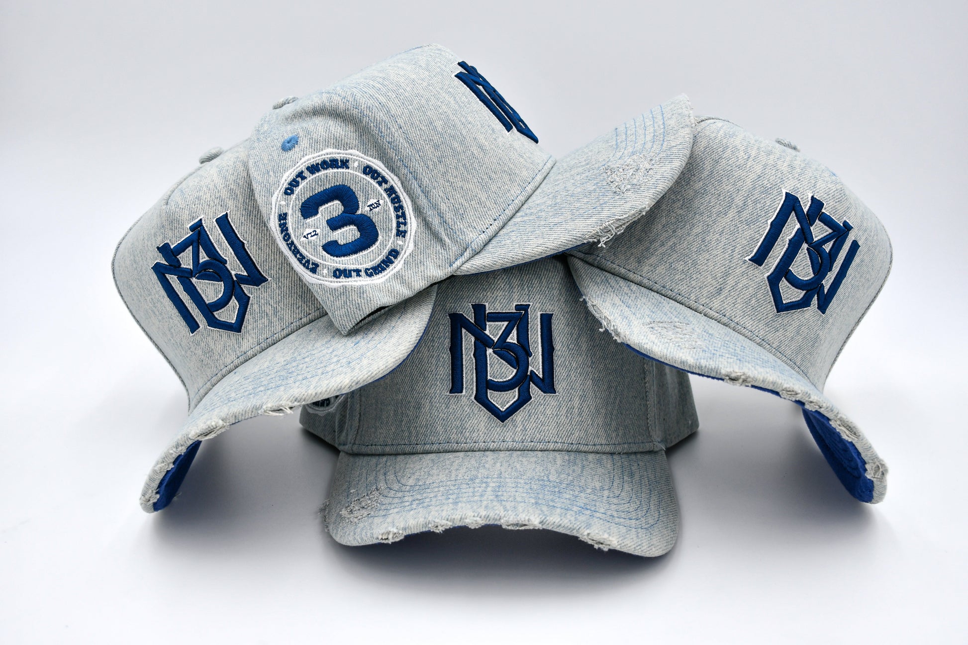 Distressed Light Denim Snapback 3rue Vizion