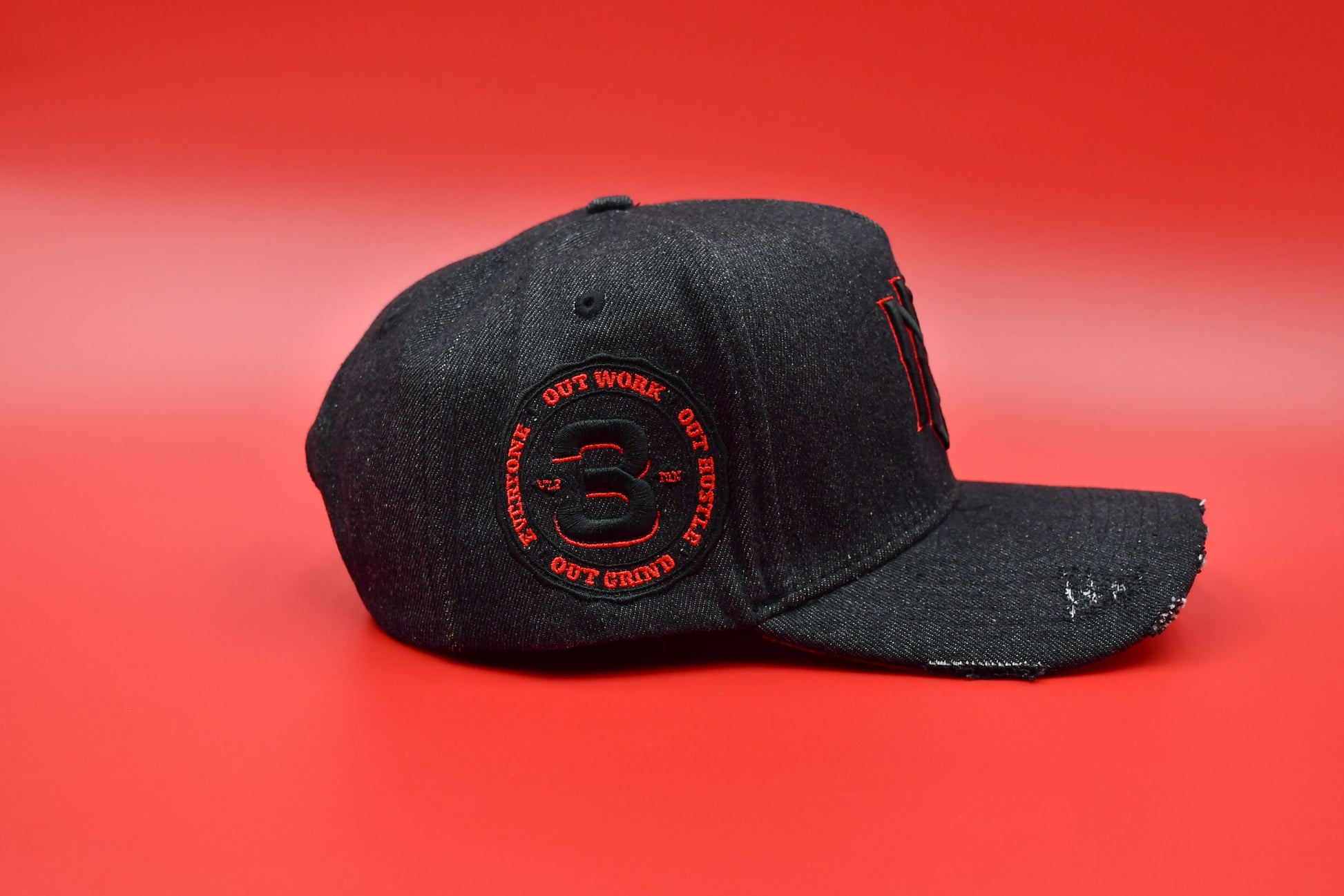 Black Out Distressed Denim Snapback 3rue Vizion