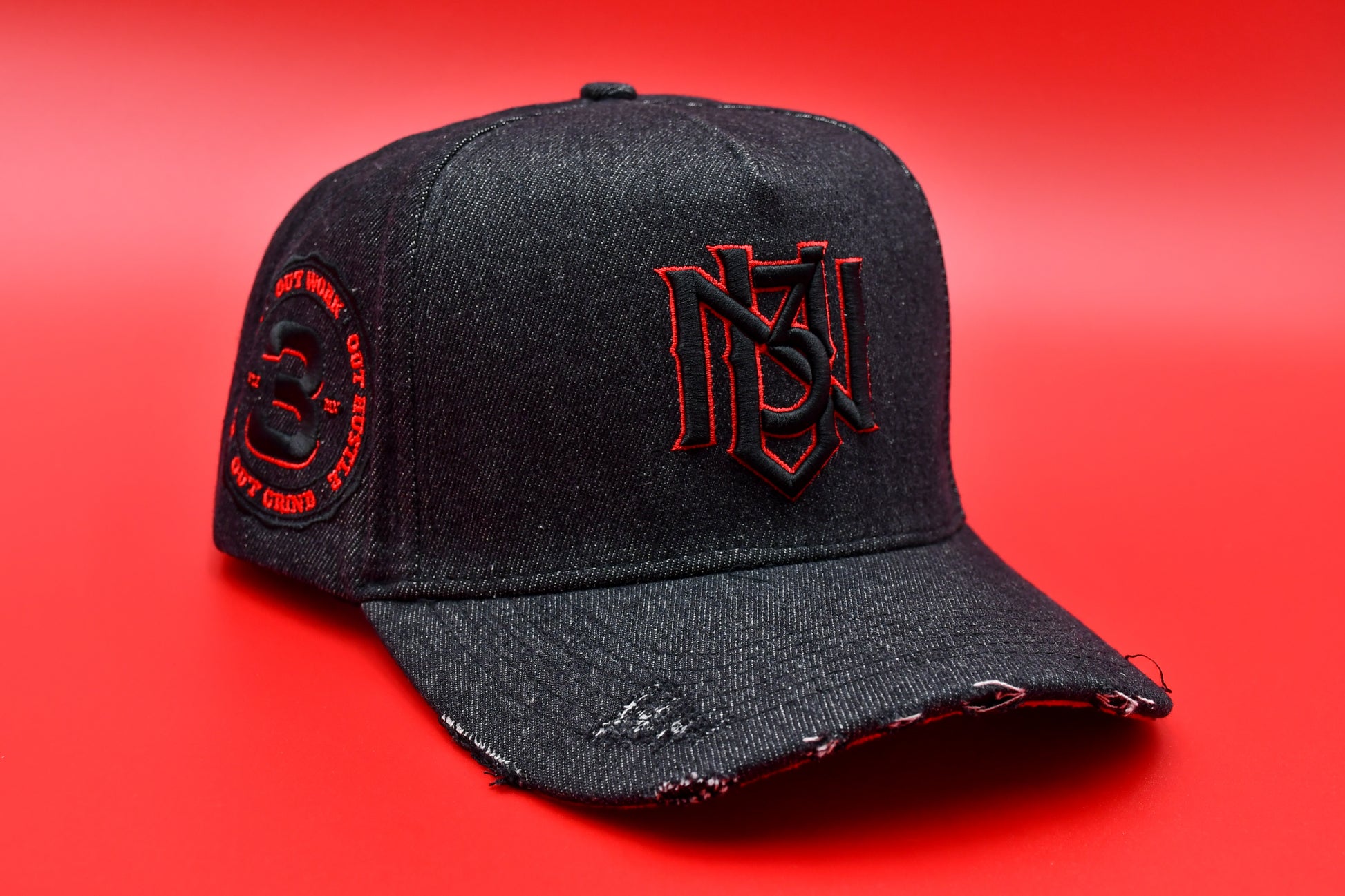 Black Out Distressed Denim Snapback 3rue Vizion