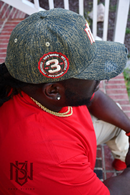 Distressed Denim Snapback – Navy/Gold | 3RUE VIZION 3rue Vizion