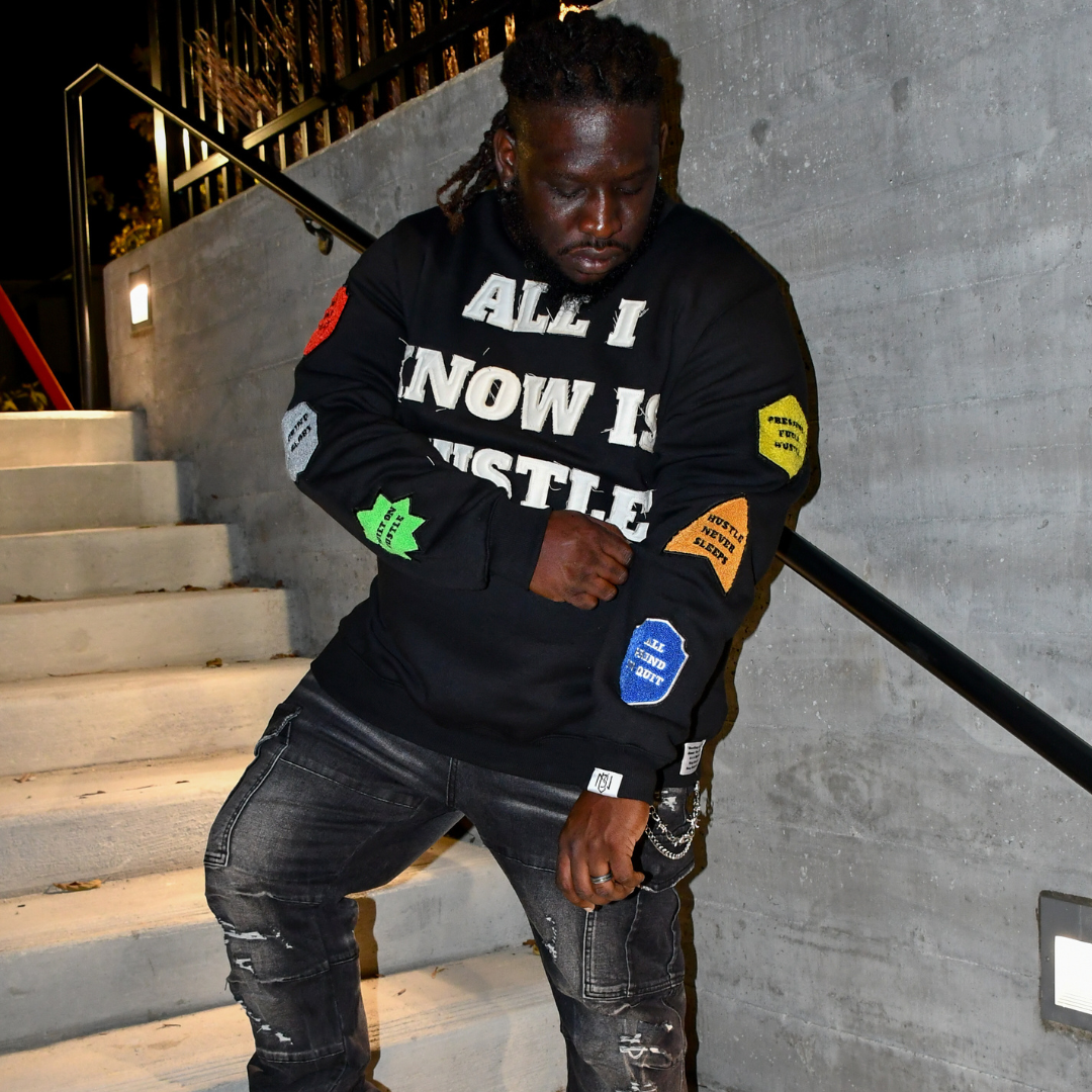 All I Know Is Hustle Crewneck + Hustle Hat Bundle 3rue Vizion